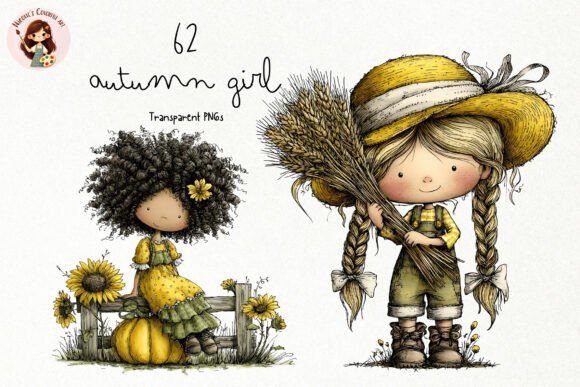 Autumn Girl PNG Clipart Set