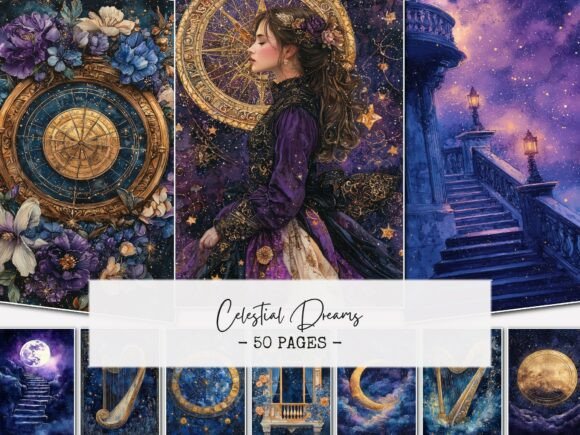Celestial Dreams Junk Journal Pages