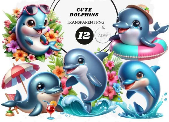 Cute Dolphin Clipart for Creative Projects