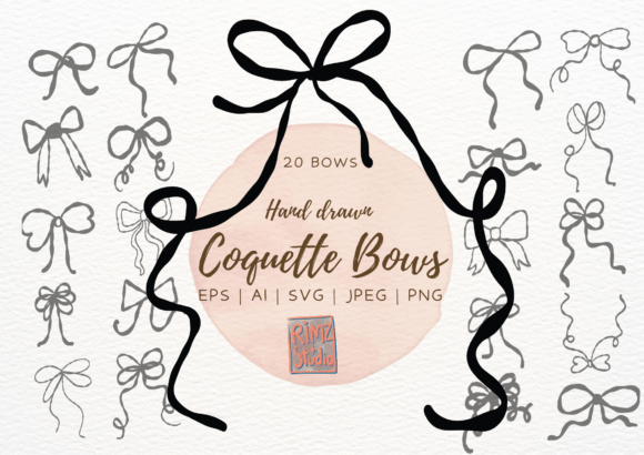 Enhance Your Creative Projects with the Hand Drawn COQUETTE Bows Clipart Bundle