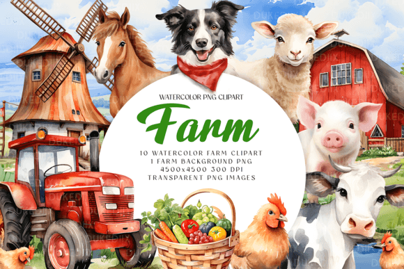 Enhancing Creative Projects with High-Quality Watercolor Farm Animals Clip Art