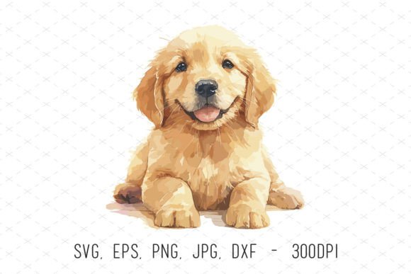 Evaluating Watercolor Golden Retriever Puppy Clipart for Commercial Design Projects