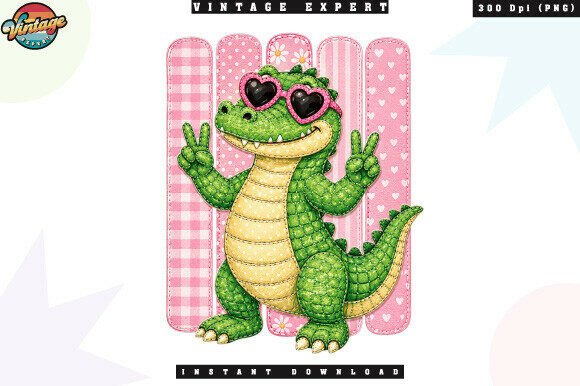 Girly Crocodile Sunglasses Patchwork PNG: A Design Evaluation for Print on Demand