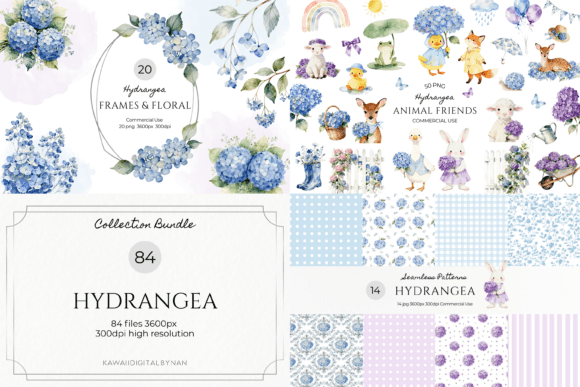 Hydrangea Collection Clipart Bundle: Elevating Digital Design with Versatile Floral Assets
