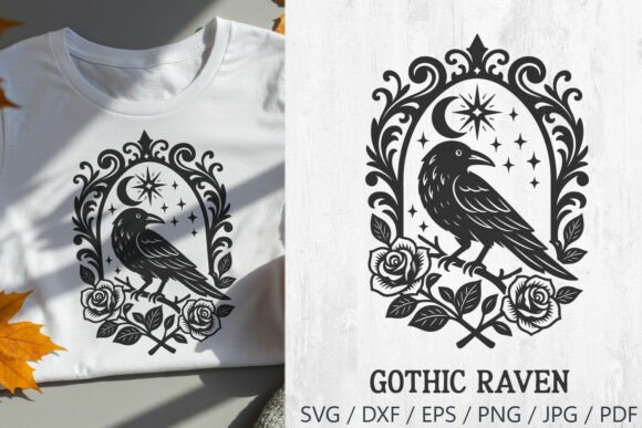 Mastering Gothic Aesthetics with the Raven, Roses, and Moon SVG PNG Bundle