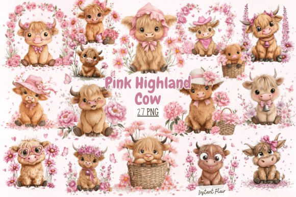 Pink Highland Cow Clipart Bundle Guide