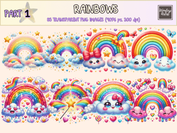 Rainbows Clipart: Elevating Digital Design with Whimsical Sky Elements