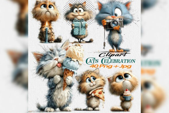 Strategic Design Assets: Leveraging the Birthday Cat Clipart PNG Party Bundle for Commercial Success