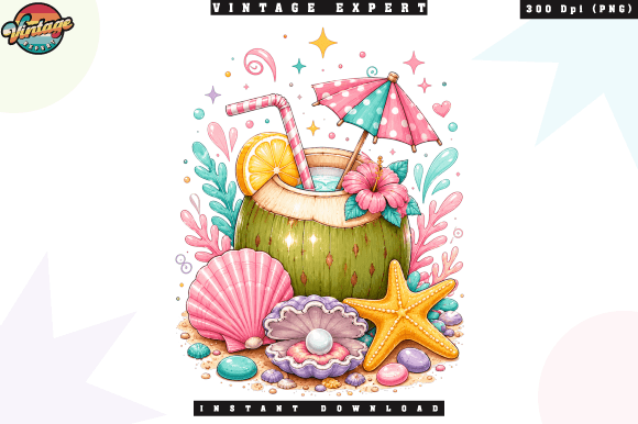 Summer Seashell Beach Vibes PNG: Elevate Your Coastal Design Projects