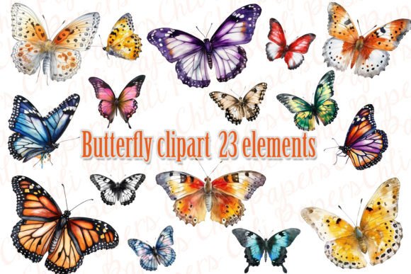 Watercolor Butterfly Clipart for Creators