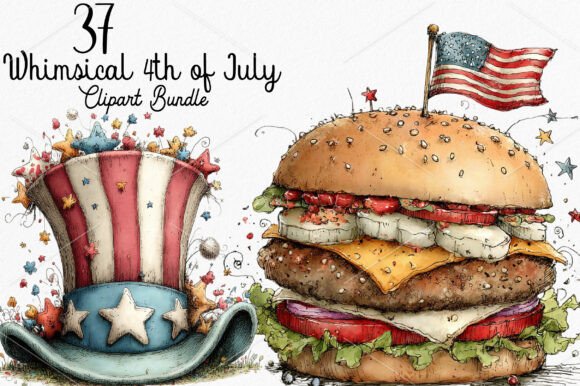 Whimsical 4th of July Clipart Bundle: Bringing Storybook Charm to Independence Day Designs
