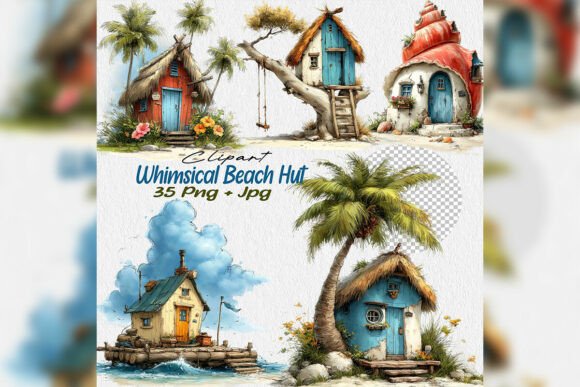 Whimsical Beach Hut PNG Clipart Summer