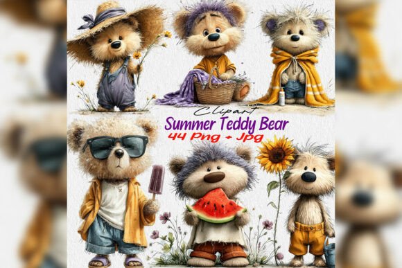 Whimsical Summer Teddy Bear Clipart Vaca: Elevate Your Creative Projects with Playful Summer Vibes