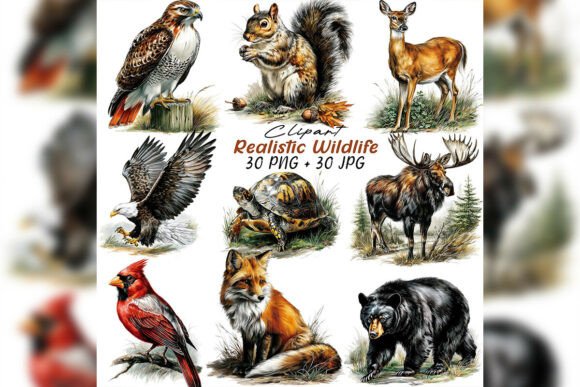 Whimsical Wildlife Illustration Clipart